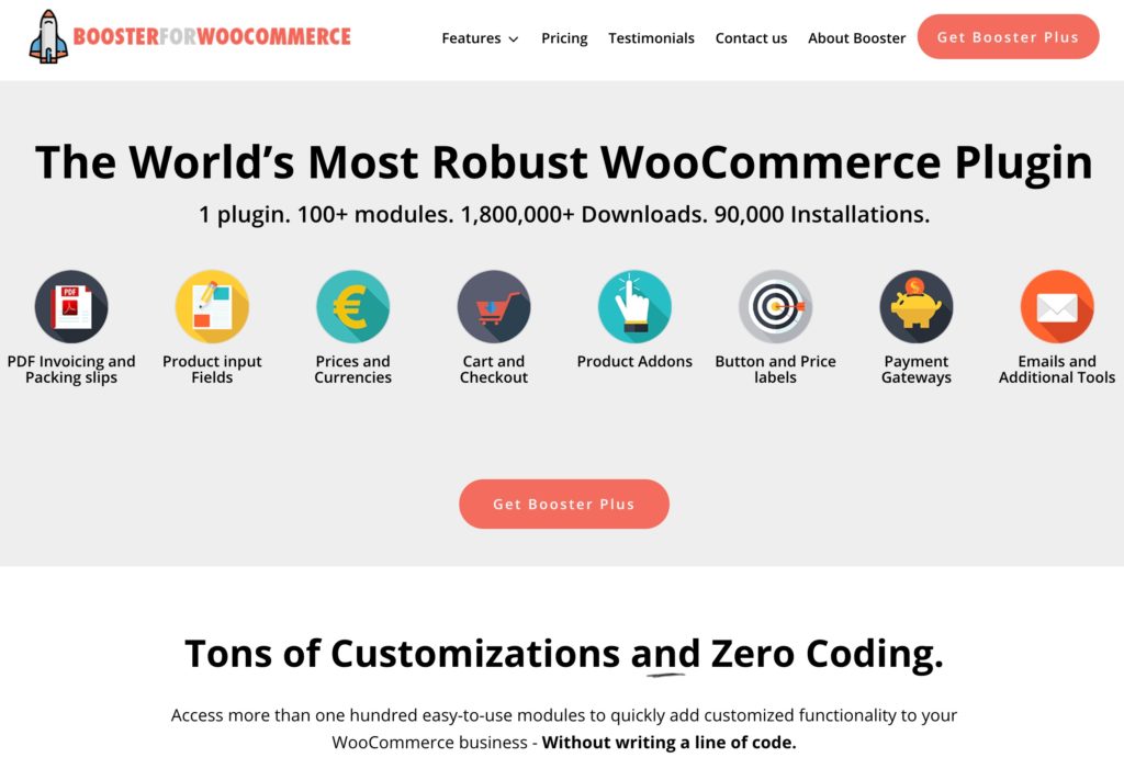 Booster Plus for WooCommerce Website Screenshot