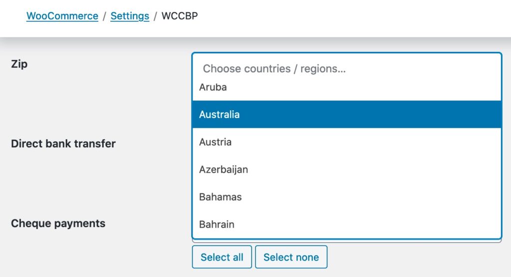 WCCBP Country Selection
