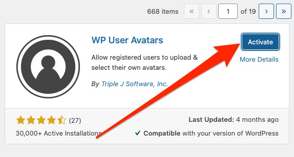Activate The WP User Avatars Plugin
